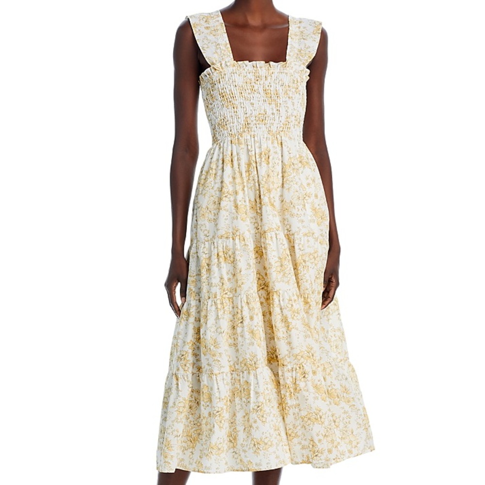 Aqua smocked midi dress